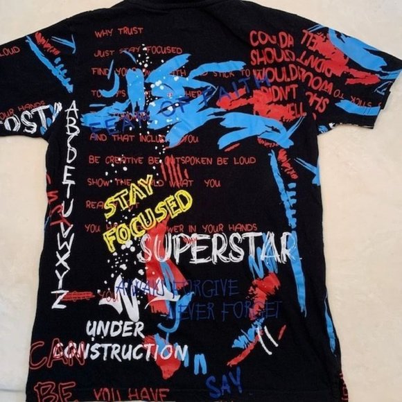 Graphic AOP T-Shirt Mens FWRD Denim Paint Me Down All Over Print Large - Picture 8 of 8